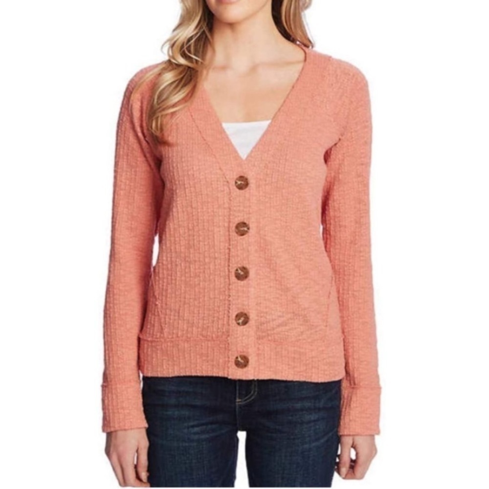 Women’s Two by Vince Camuto coral pink button front cardigan sweater